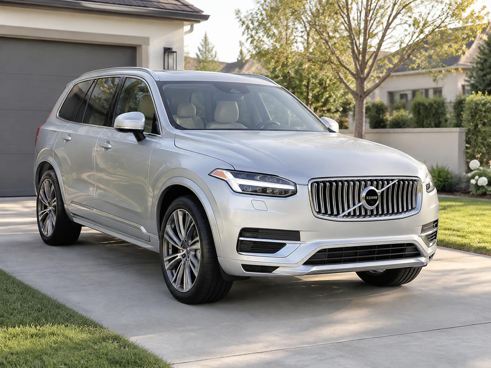 A clean silver SUV parked in a sunlit suburban driveway